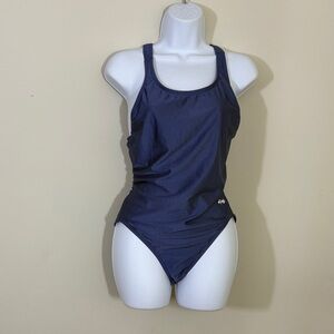 Blue Athletic One Piece Swimsuit with Racerback by Dolphin